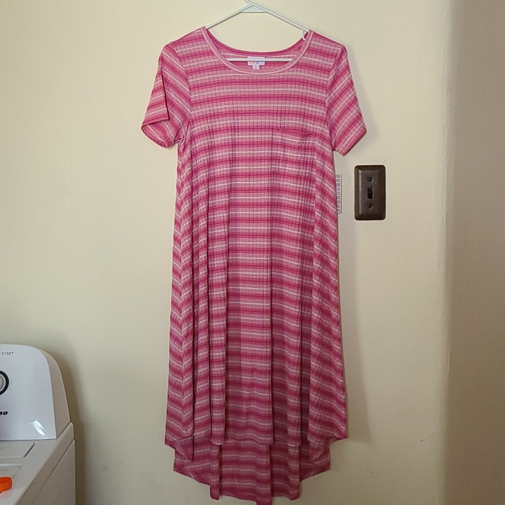 LuLaRoe Pink Stripe Carly Dress NWT